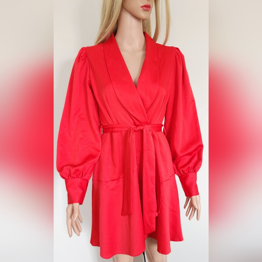 CLOSET RED DRESS SATIN RUFFLE MINI DRESS 8